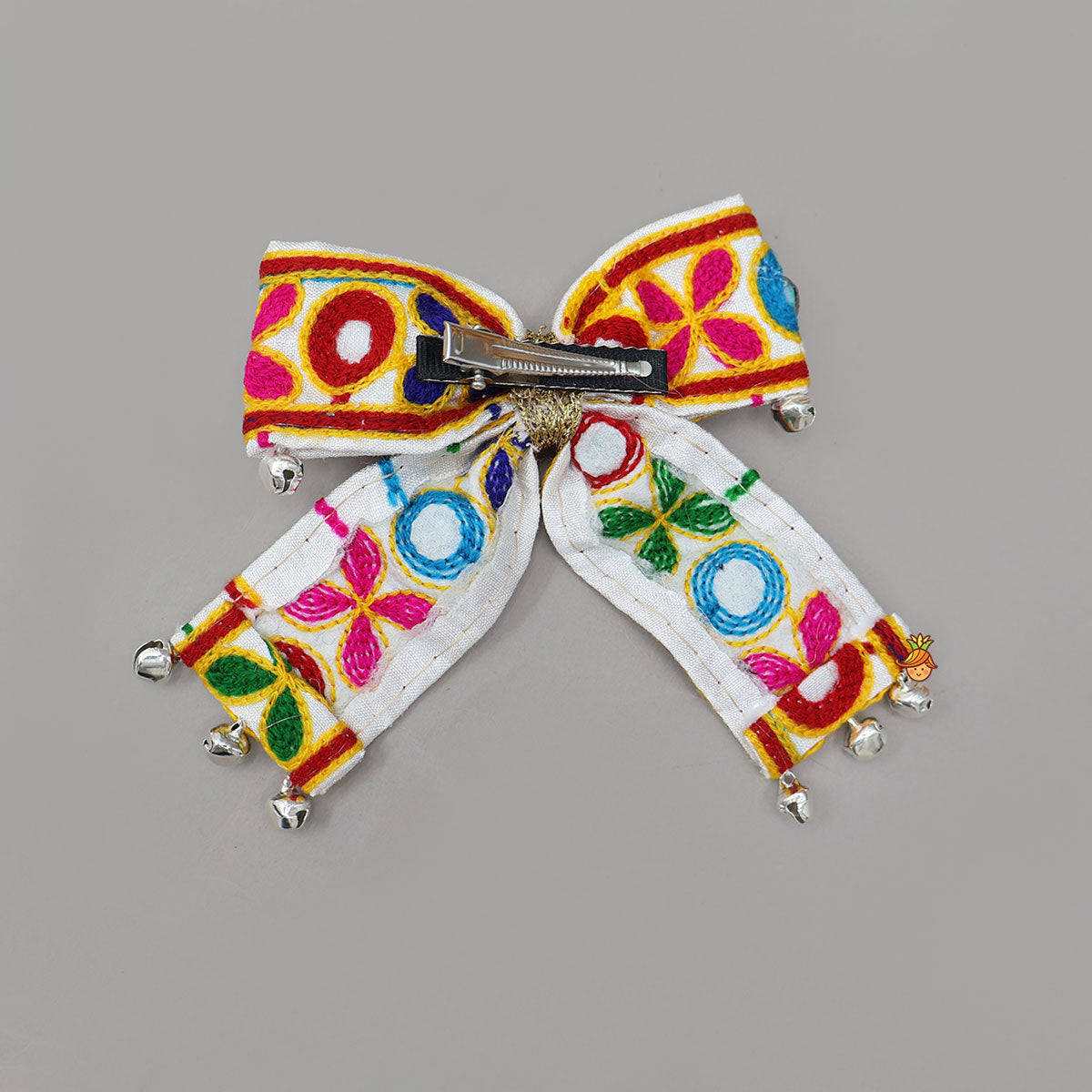 Embroidered Mirror Bow Hair Clip