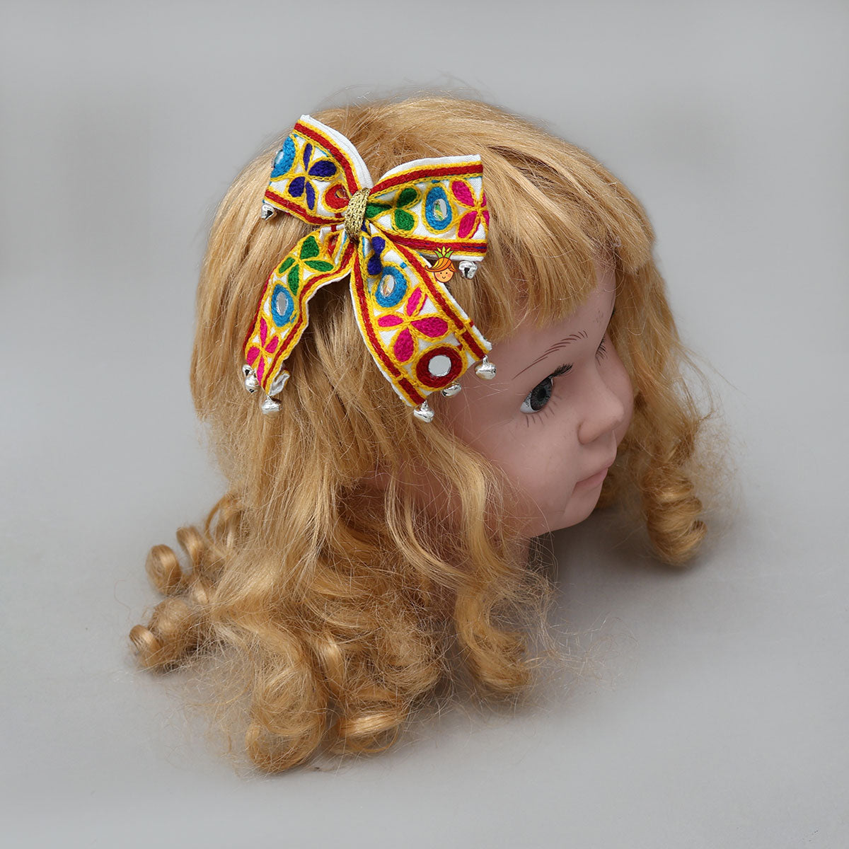 Embroidered Mirror Bow Hair Clip