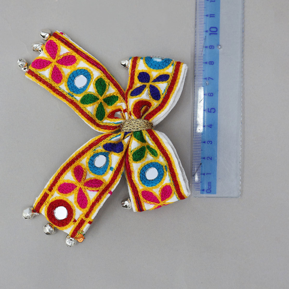 Embroidered Mirror Bow Hair Clip