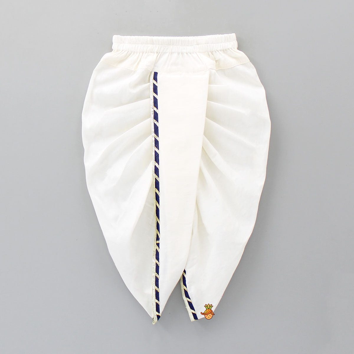 Embroidered Kurta With Lace Detailing Dhoti And Headband