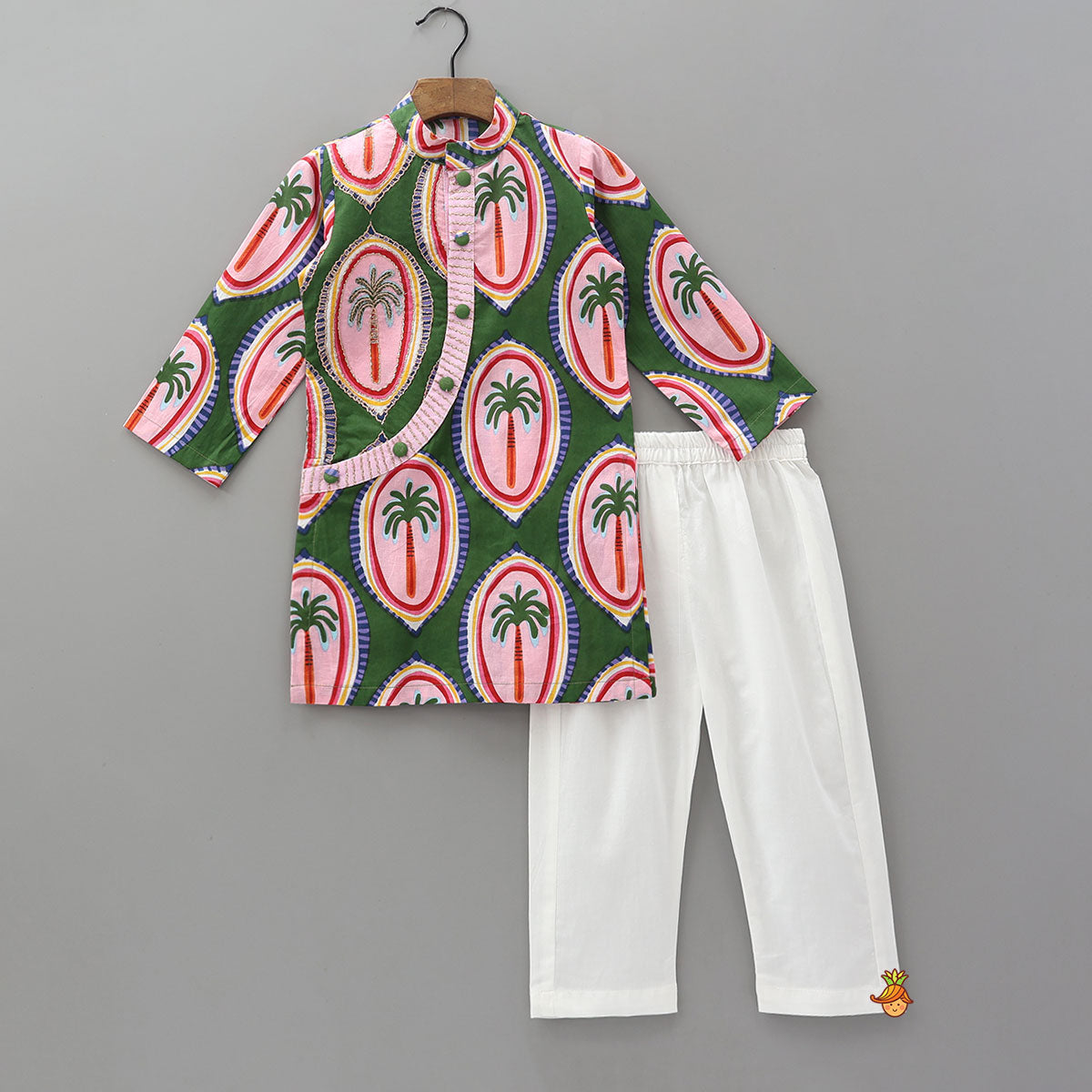 Tropical Palm Print Kurta And Pyjama