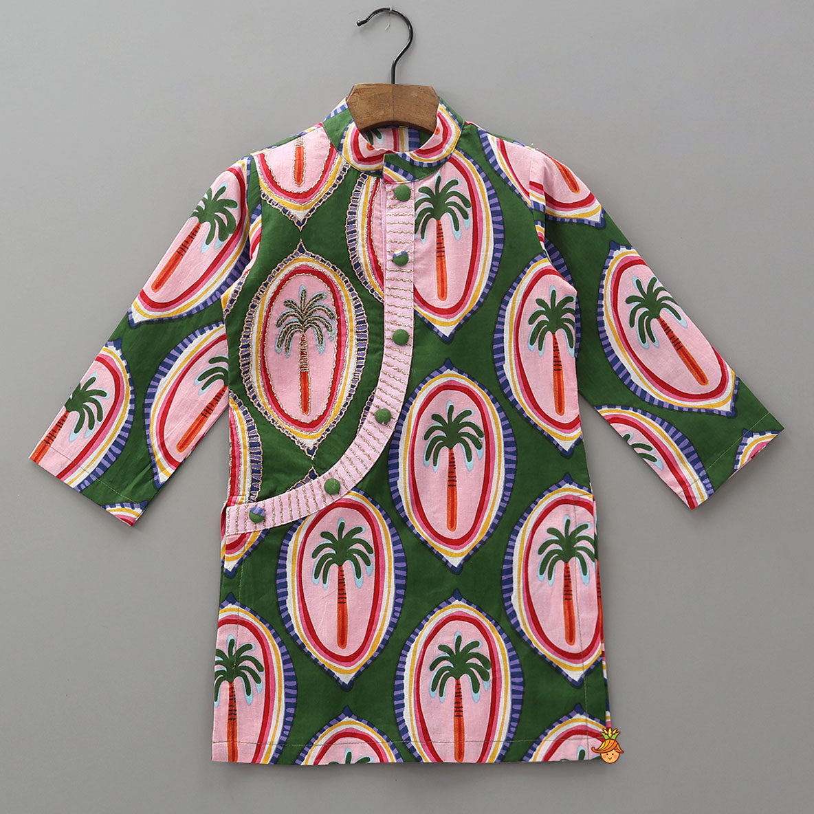 Tropical Palm Print Kurta And Pyjama