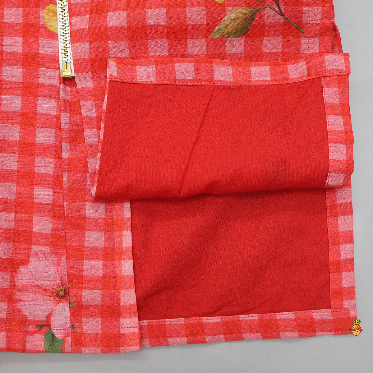 Floral Checkered Kurta And Pyjama