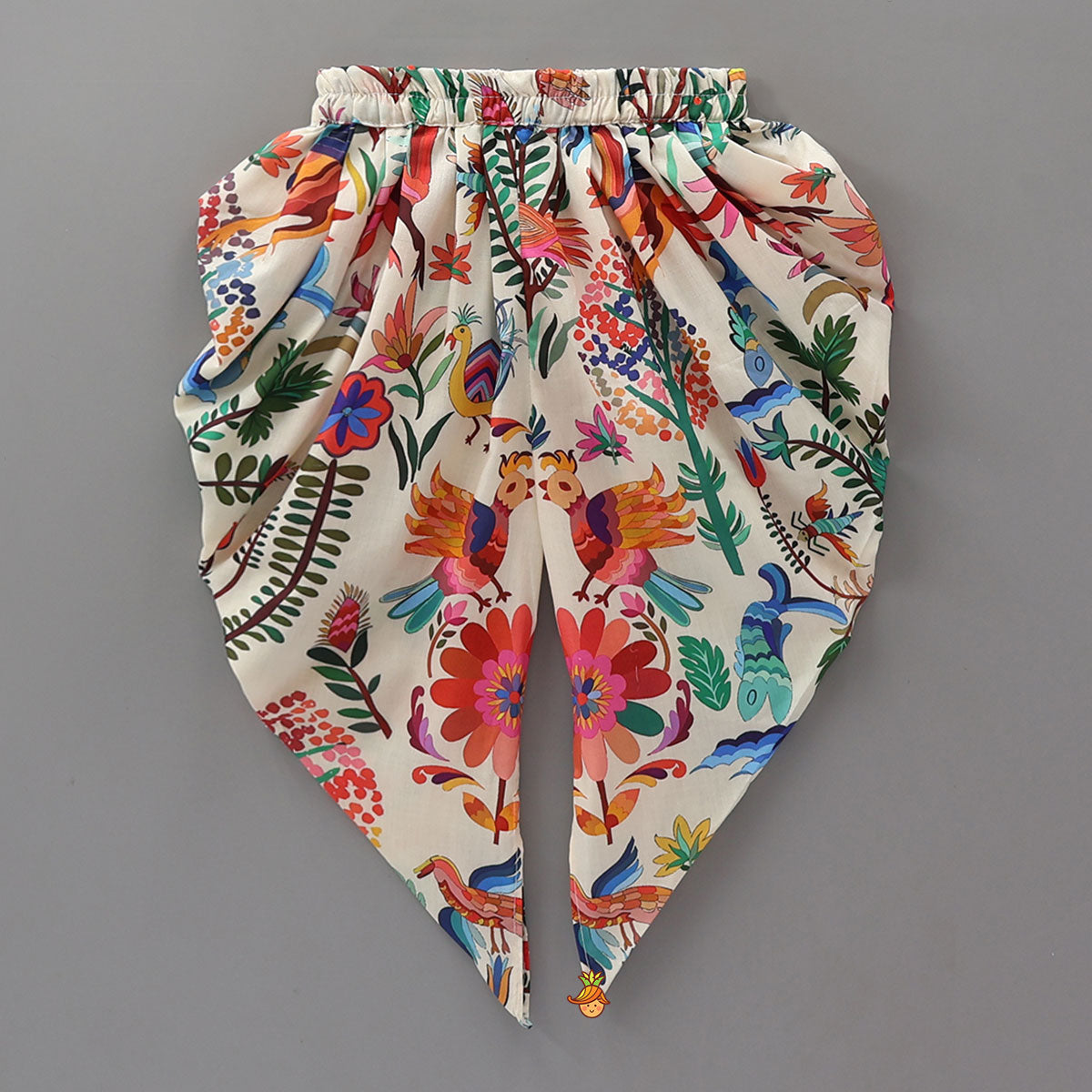 Floral Jacket Style Top And Dhoti With Dupatta And Hair Band