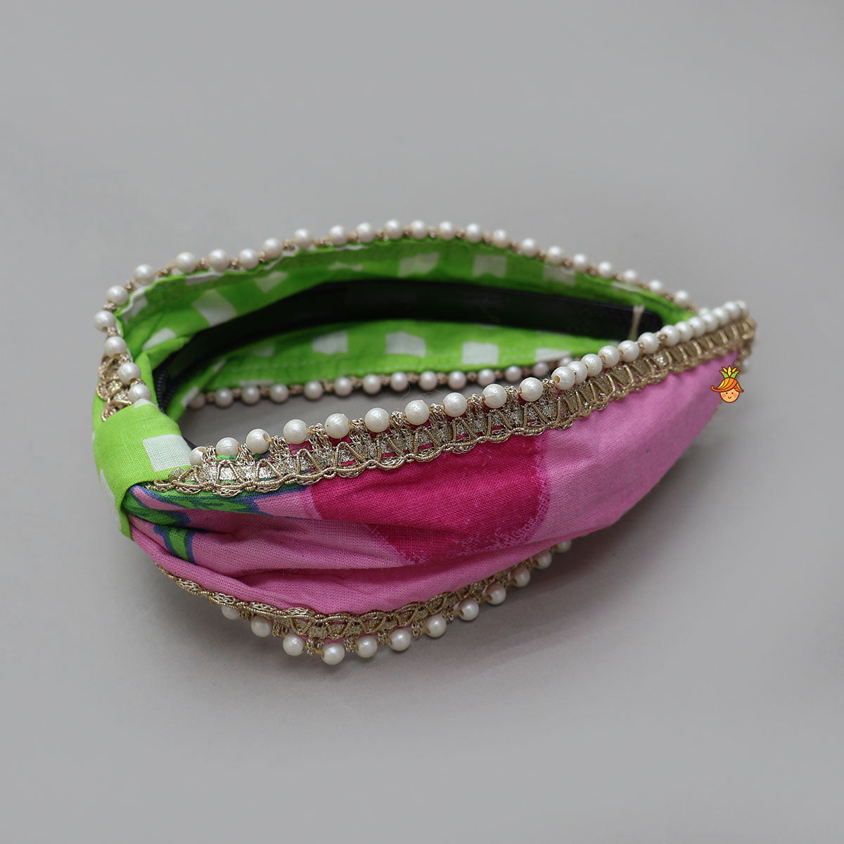 Pretty Zari Embroidered Top And Saree Style Sharara With Detachable Dupatta And Matching Hairband