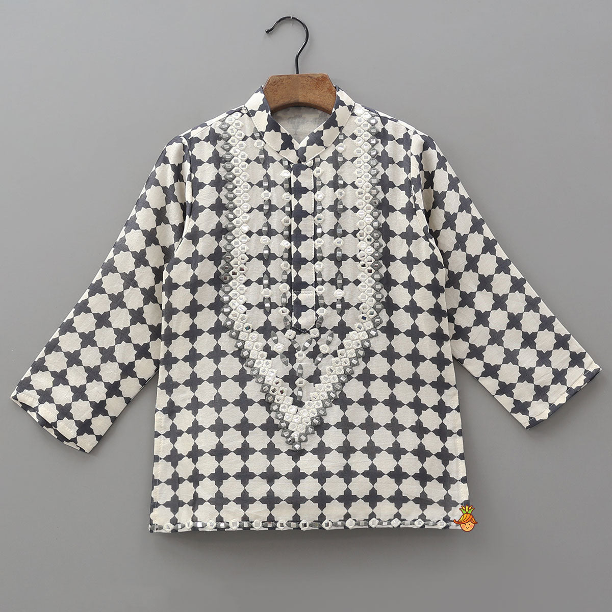Faux Mirror Work Kurta And Pyjama