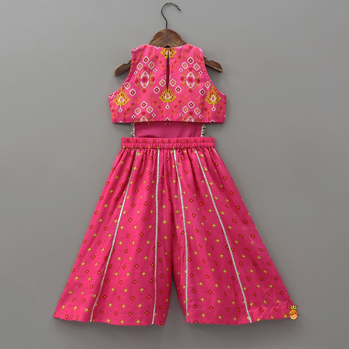 Ethnic Ikat Embellished Top With Flared Palazzo