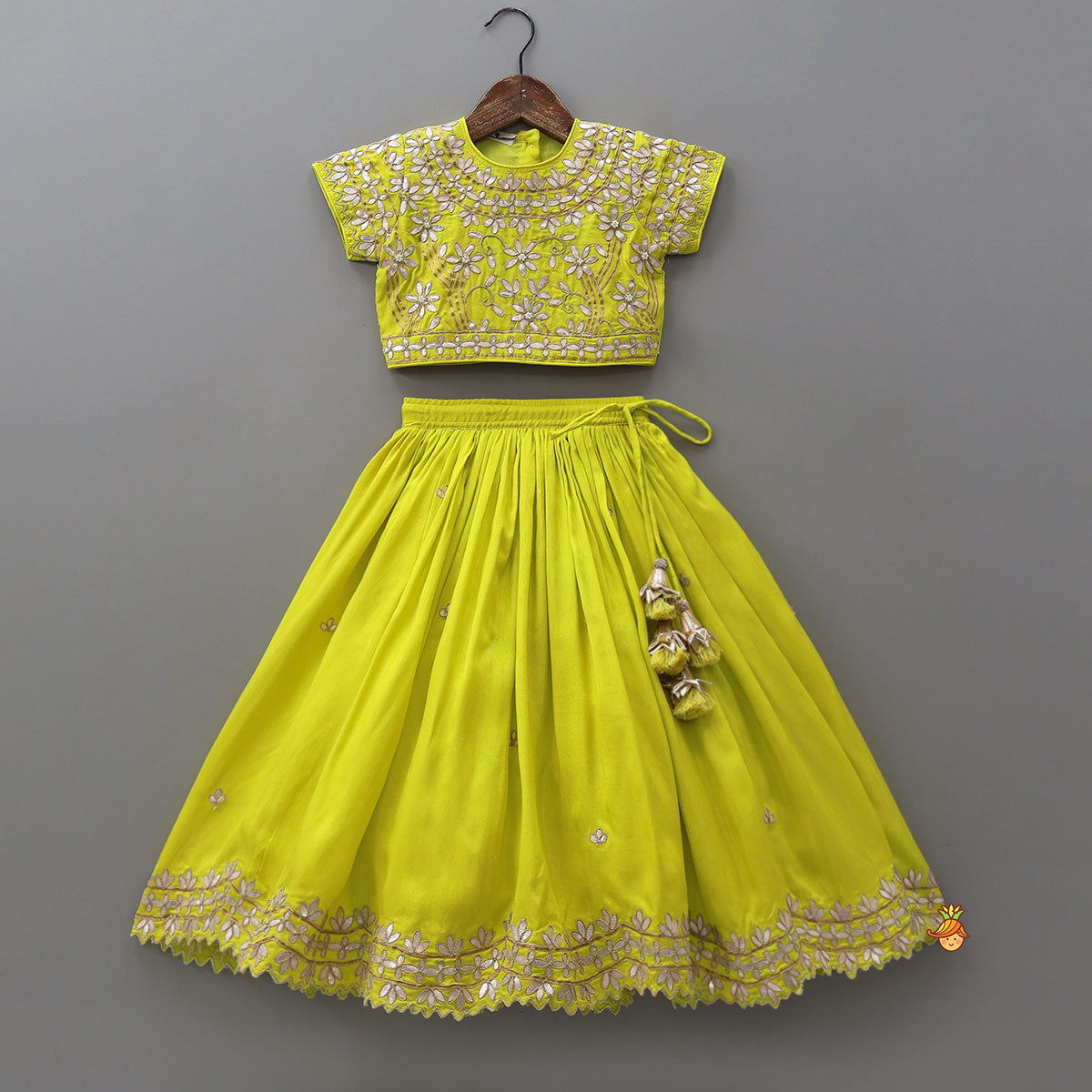 Gota Work Crop Top And Lehenga