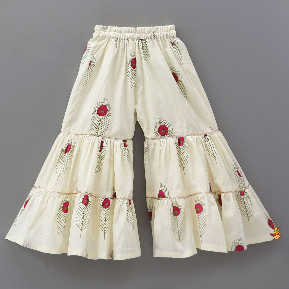 Mor Pankh Printed Top And Tiered Sharara