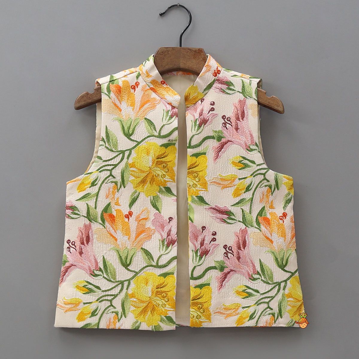 Floral Blossom Kurta With Jacket And Pyjama