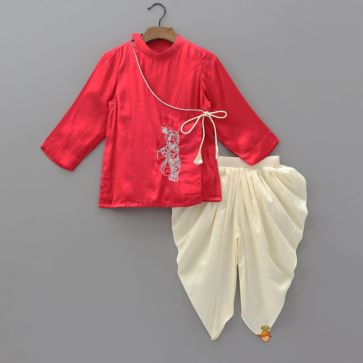 Krishna Motif Embroidered Kurta And Dhoti