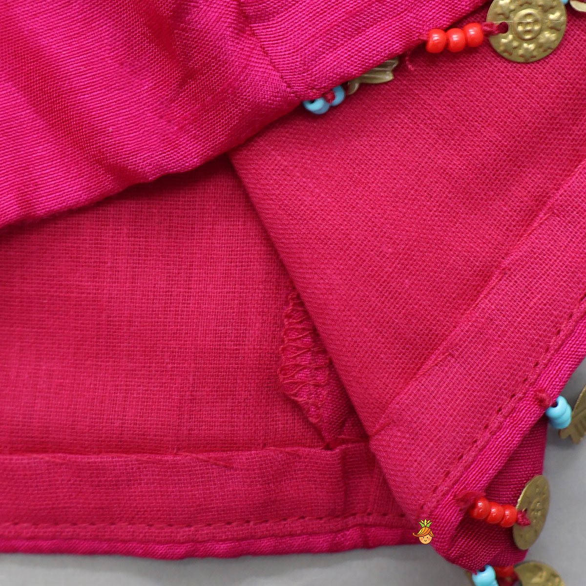 Top With Heavy Embroidered Jacket And Lehenga With Contrasting Dupatta