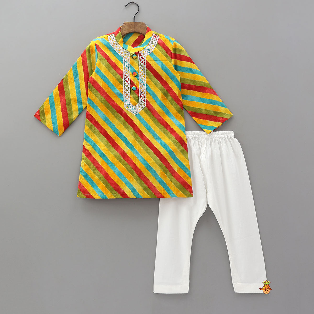 Colourful Striped Cotton Kurta And Pyjama