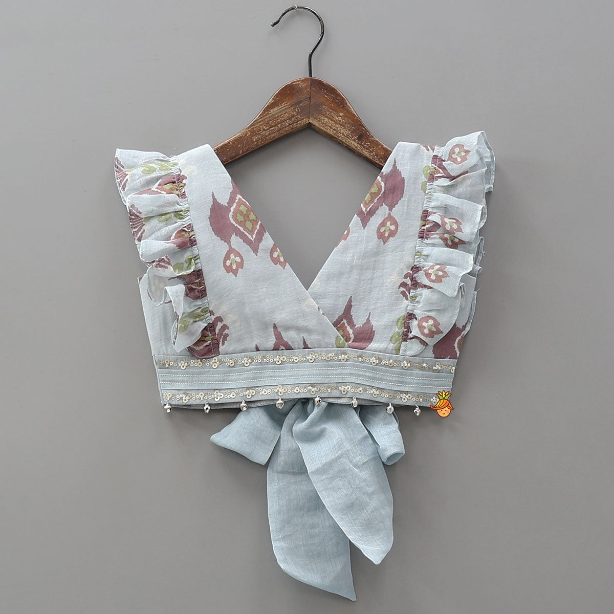 Mul Chanderi Ruffle Crop Top And Lehenga