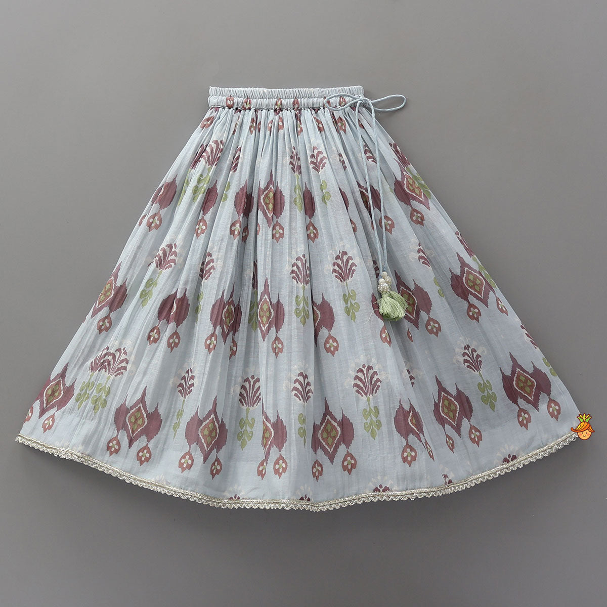 Mul Chanderi Ruffle Crop Top And Lehenga