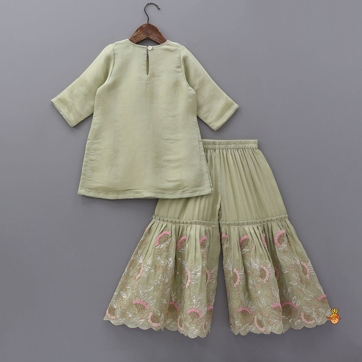 Yoke Embroidered Shimmery Kurti And Sharara