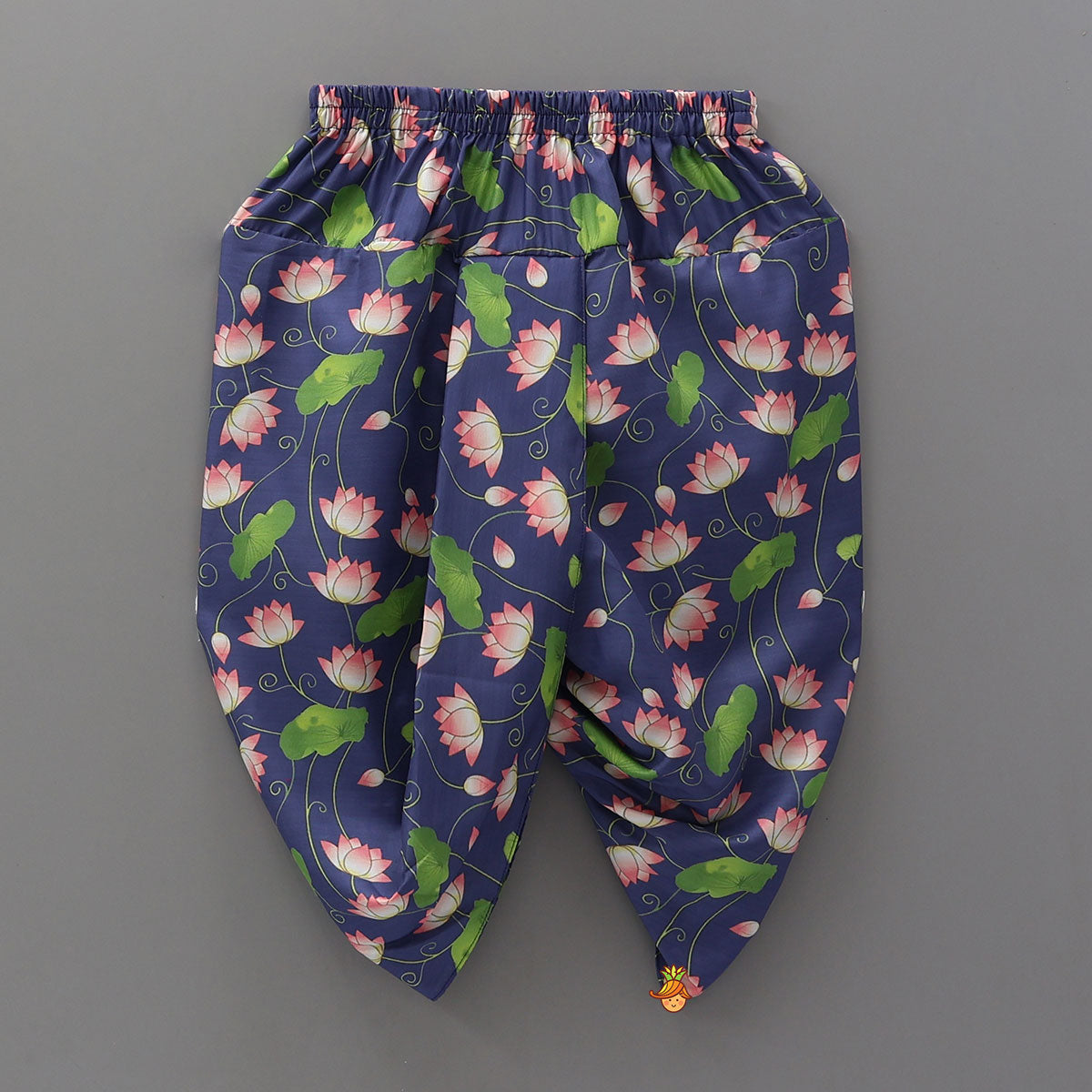 Sleeveless Overlap Jacket With Lotus Print Dhoti