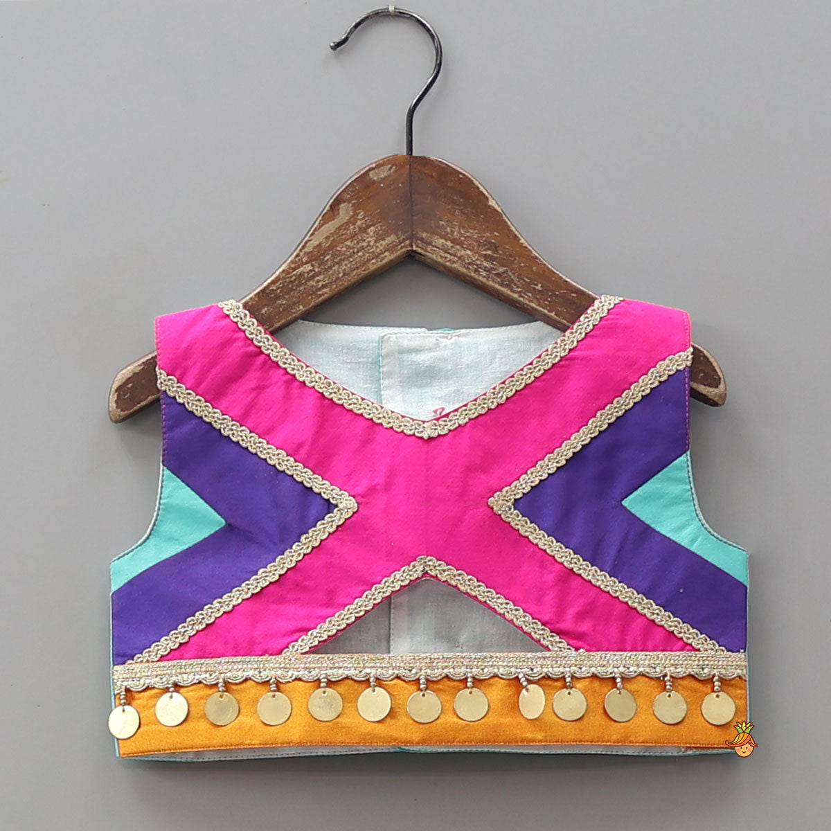 Embellished Crop Top With Panelled Lehenga And Dupatta