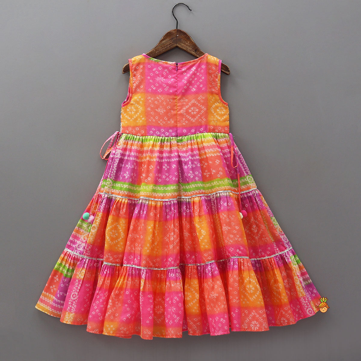 Bandhani Printed Tiered Kurti With Lace Detailing