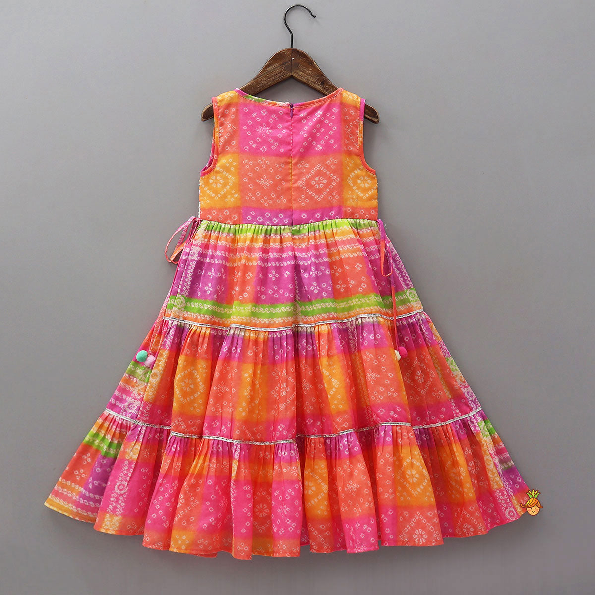 Bandhani Printed Tiered Kurti With Lace Detailing