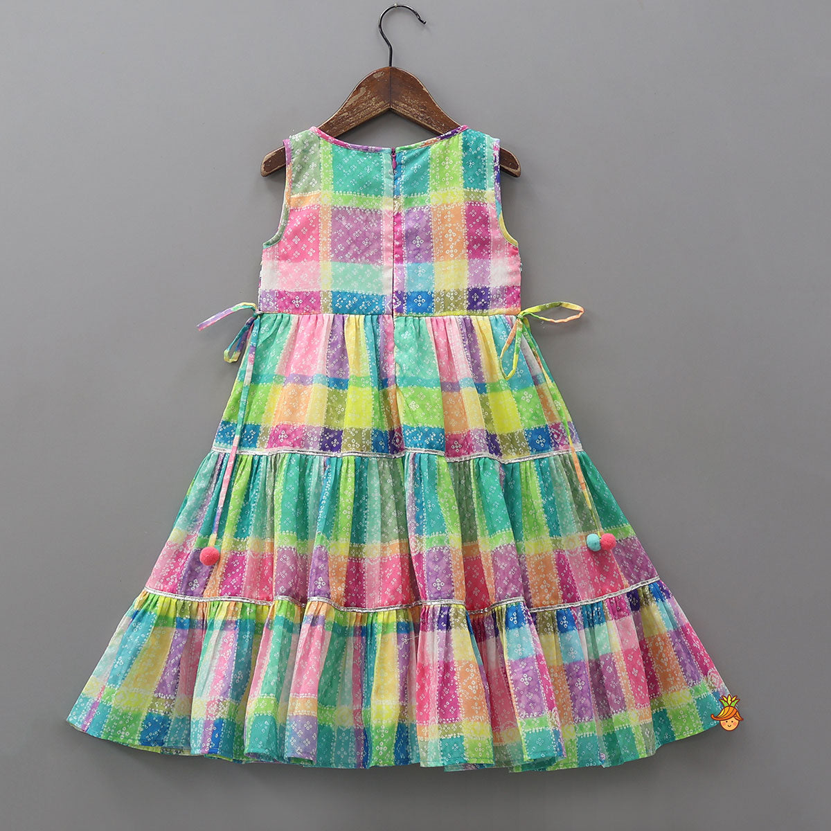 Bandhani Printed Flared Kurti With Tie-Up Details