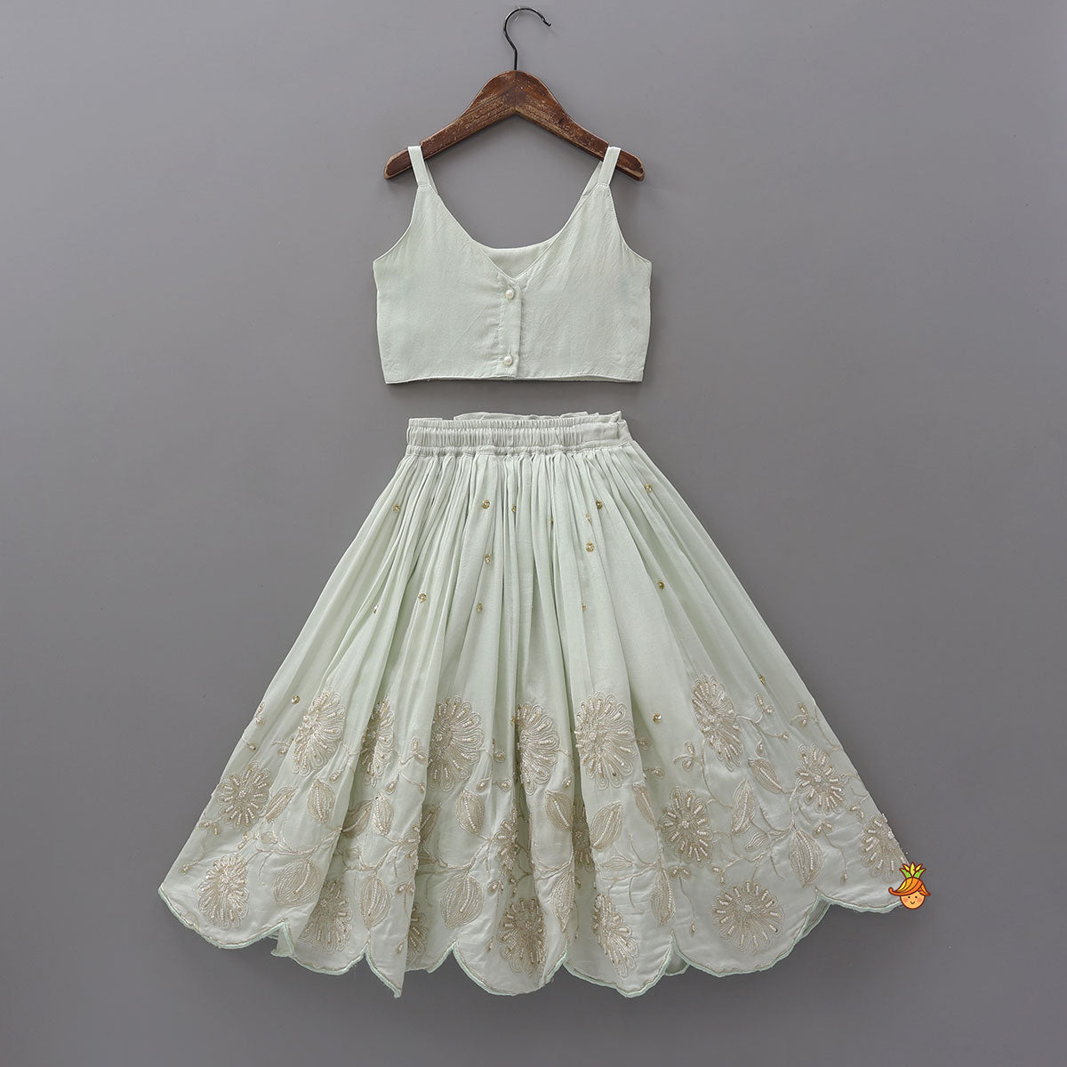 Strappy Crop Top And Scalloped Lehenga