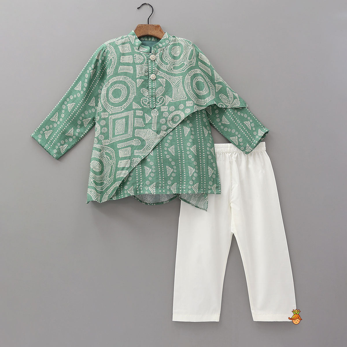 Bandhani Inspired Printed Layered Kurta With Pyjama