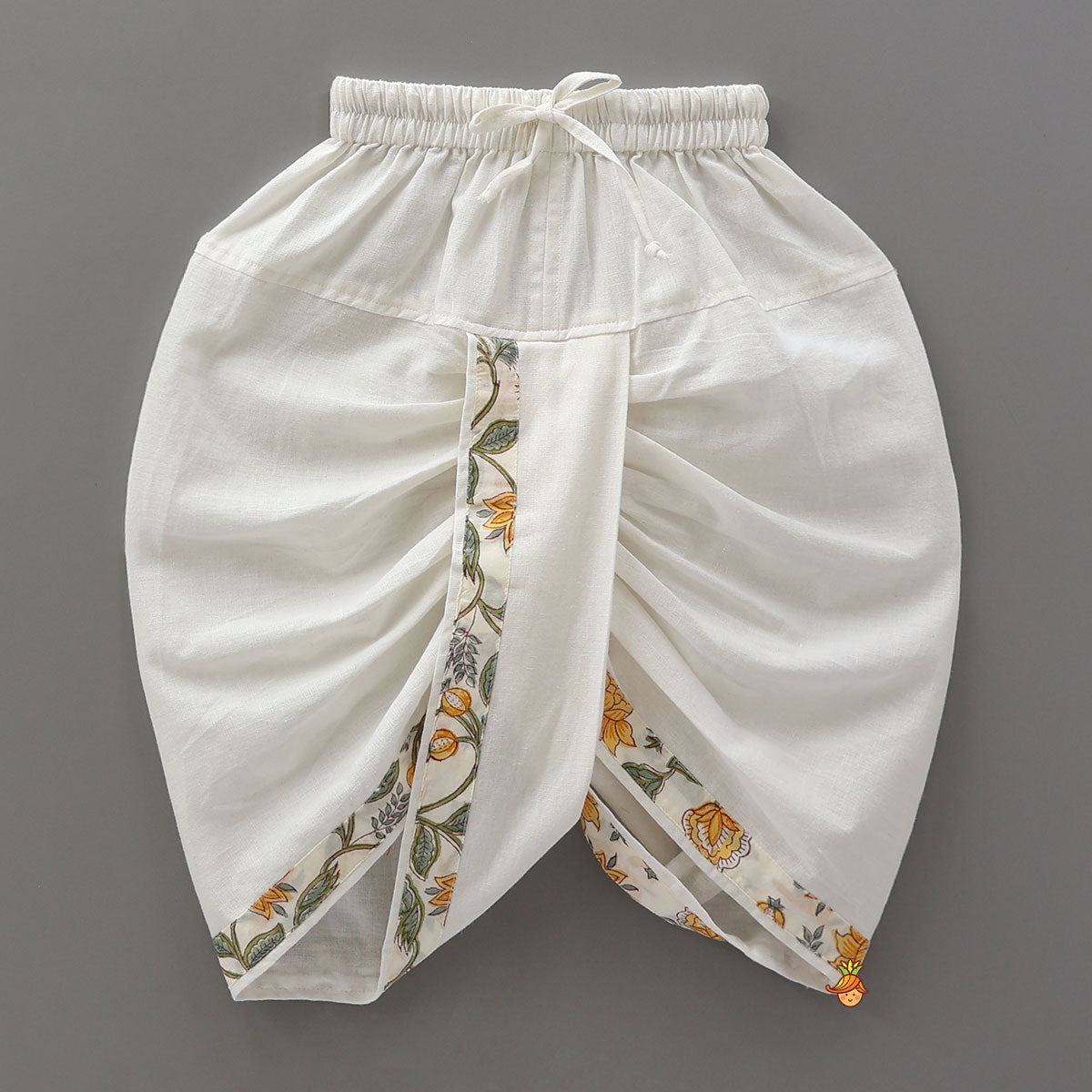 Hand Block Printed Kurta With Lace Detailed Jacket And Dhoti