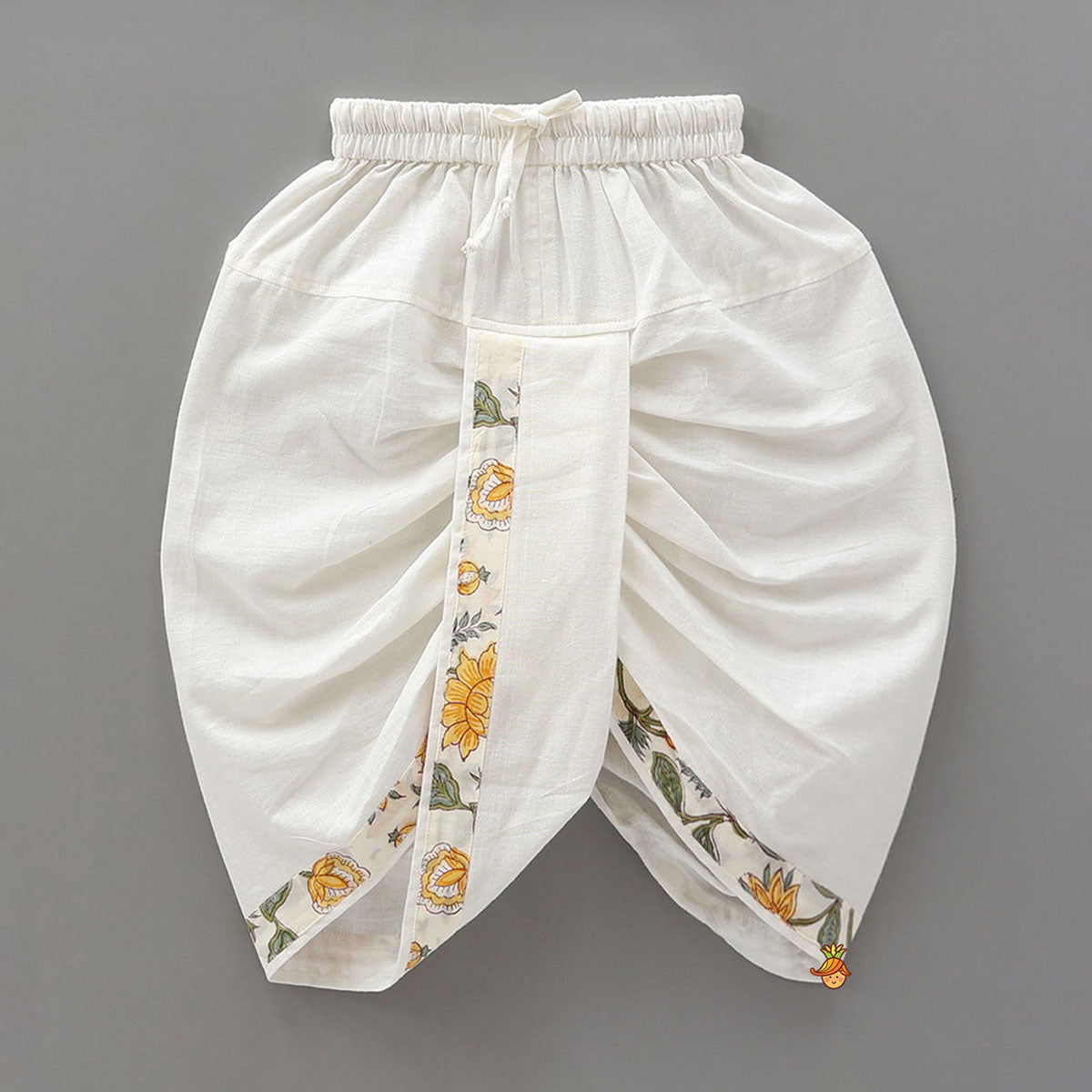 Floral Hand Block Printed Kurta With Jacket And Dhoti