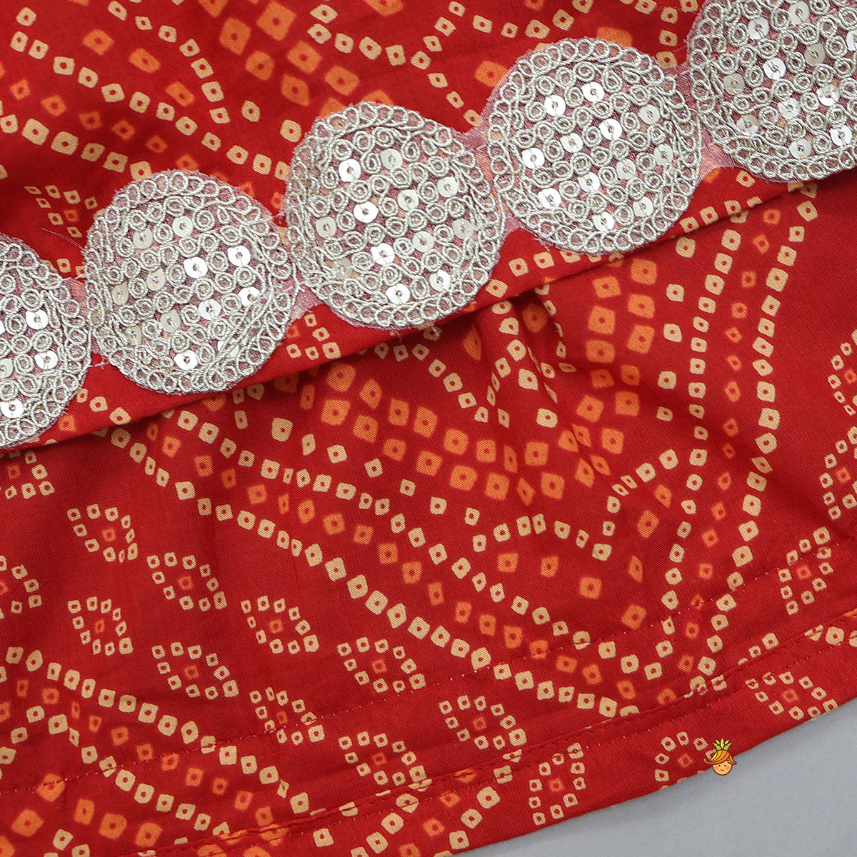 Bandhani Print Lace Detailed Kurti With Jacket