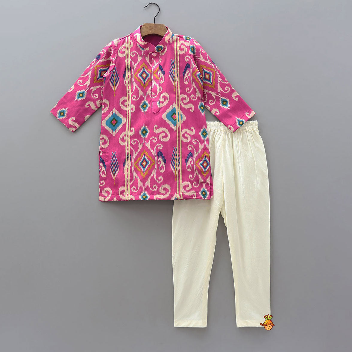 Ikat Printed Kurta With Churidar
