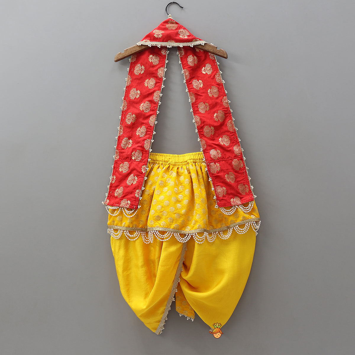 Traditional Brocade Dhoti Set With Matching Stole