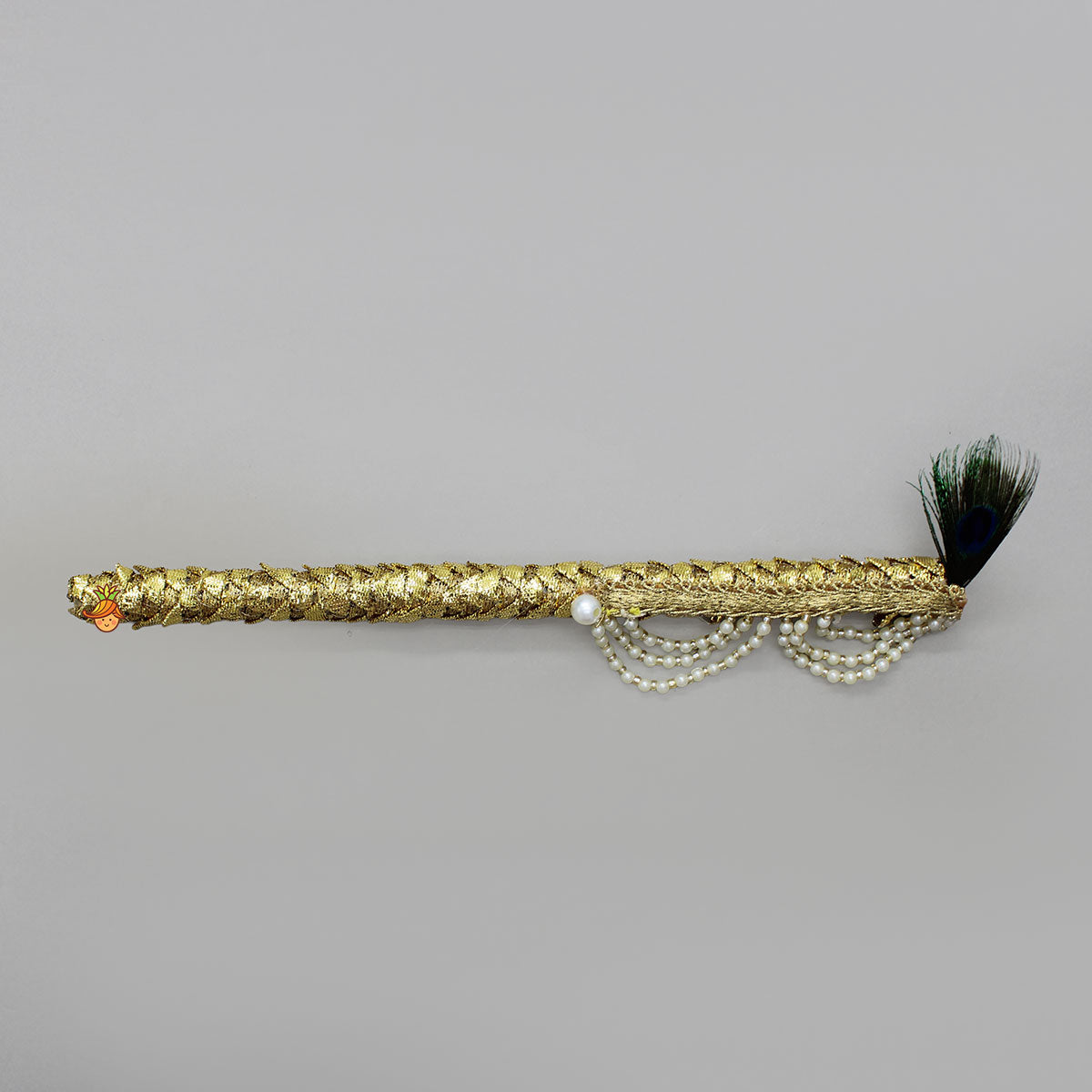 Traditional Brocade Dhoti Set With Matching Stole, Head Band, Basuri And Mala