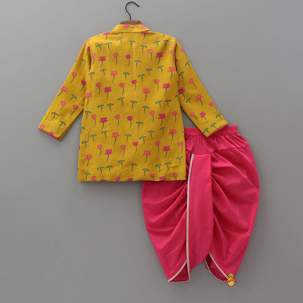 Lotus Printed Kurta With Dhoti