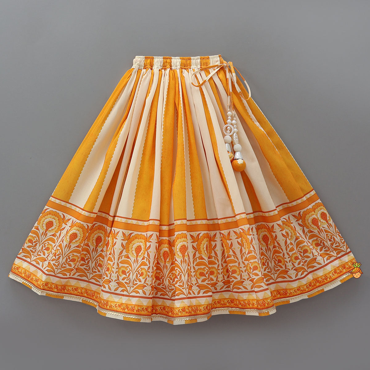 Kaftan Top And Lehenga With Matching Sling Bag