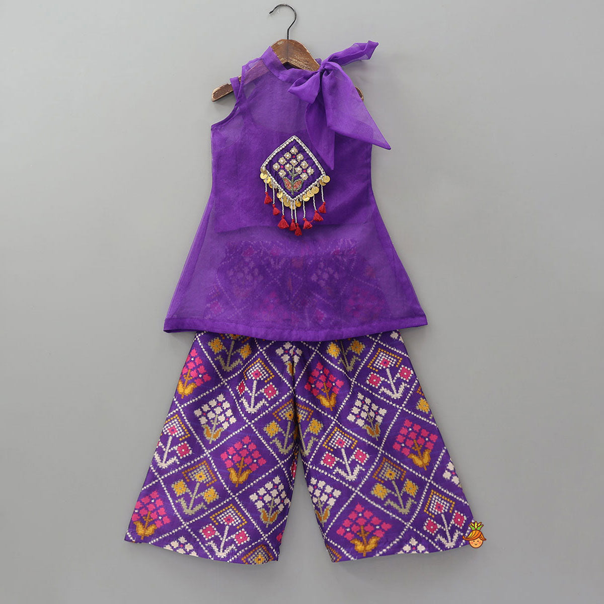Strappy Top With Tie-Knot Kurti And Palazzo