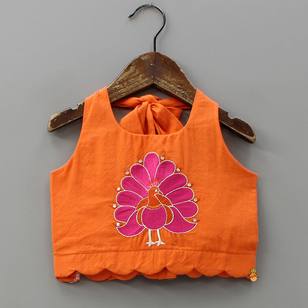 Back-Knot Halter Neck Crop Top And Lehenga
