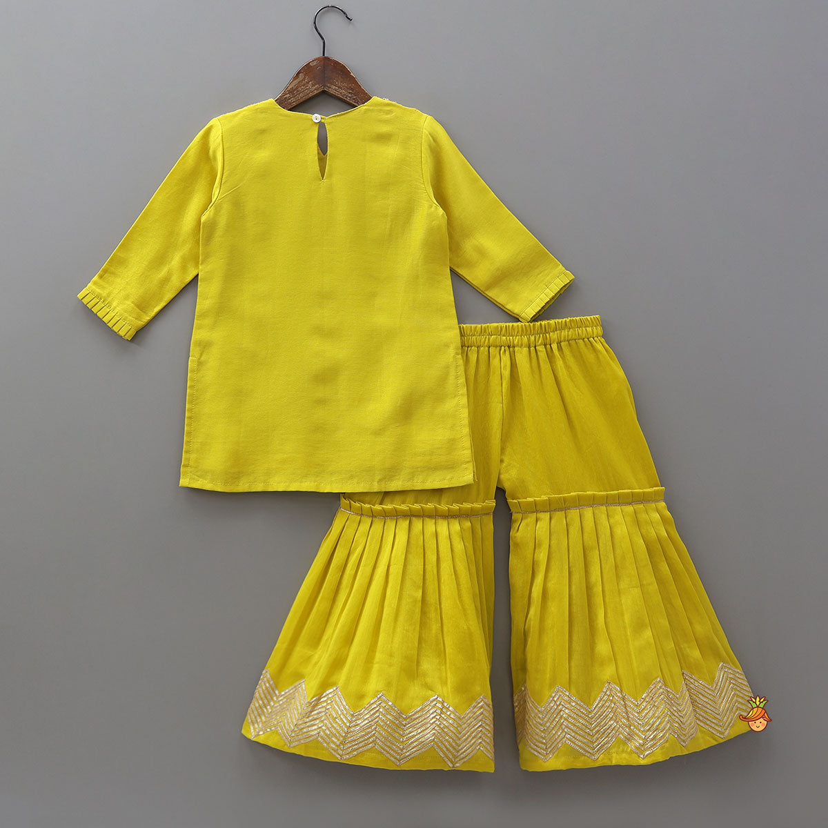 Yoke Embroidered Kurti And Pleated Sharara With Matching Dupatta