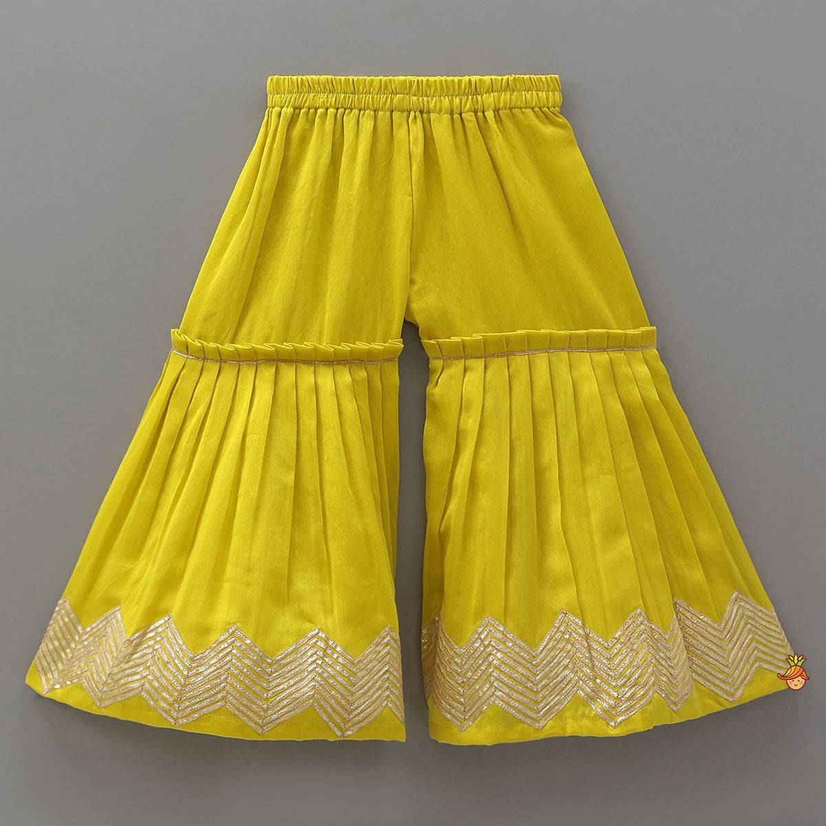 Yoke Embroidered Kurti And Pleated Sharara With Matching Dupatta