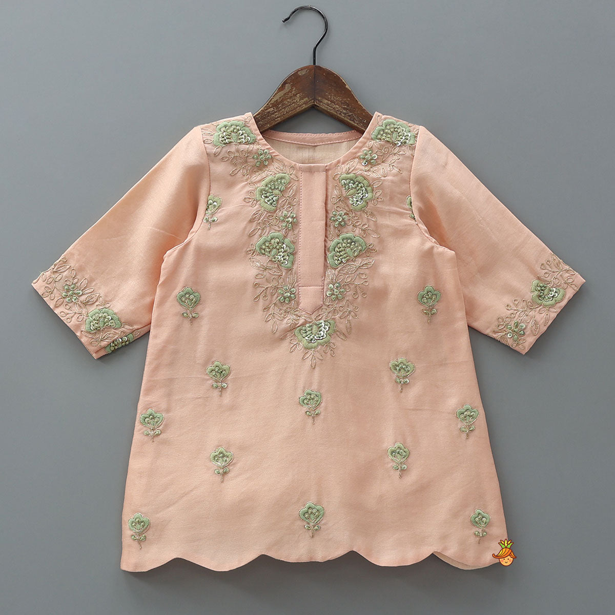 Floral Intricate Zari Embroidered Kurti And Sharara