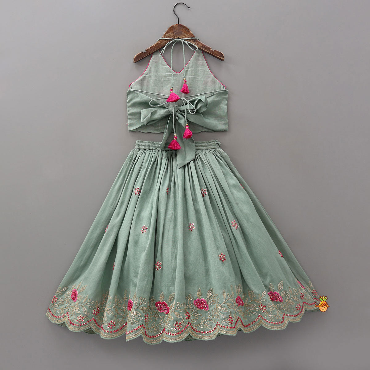 Halter Neck Crop Top And Scalloped Lehenga