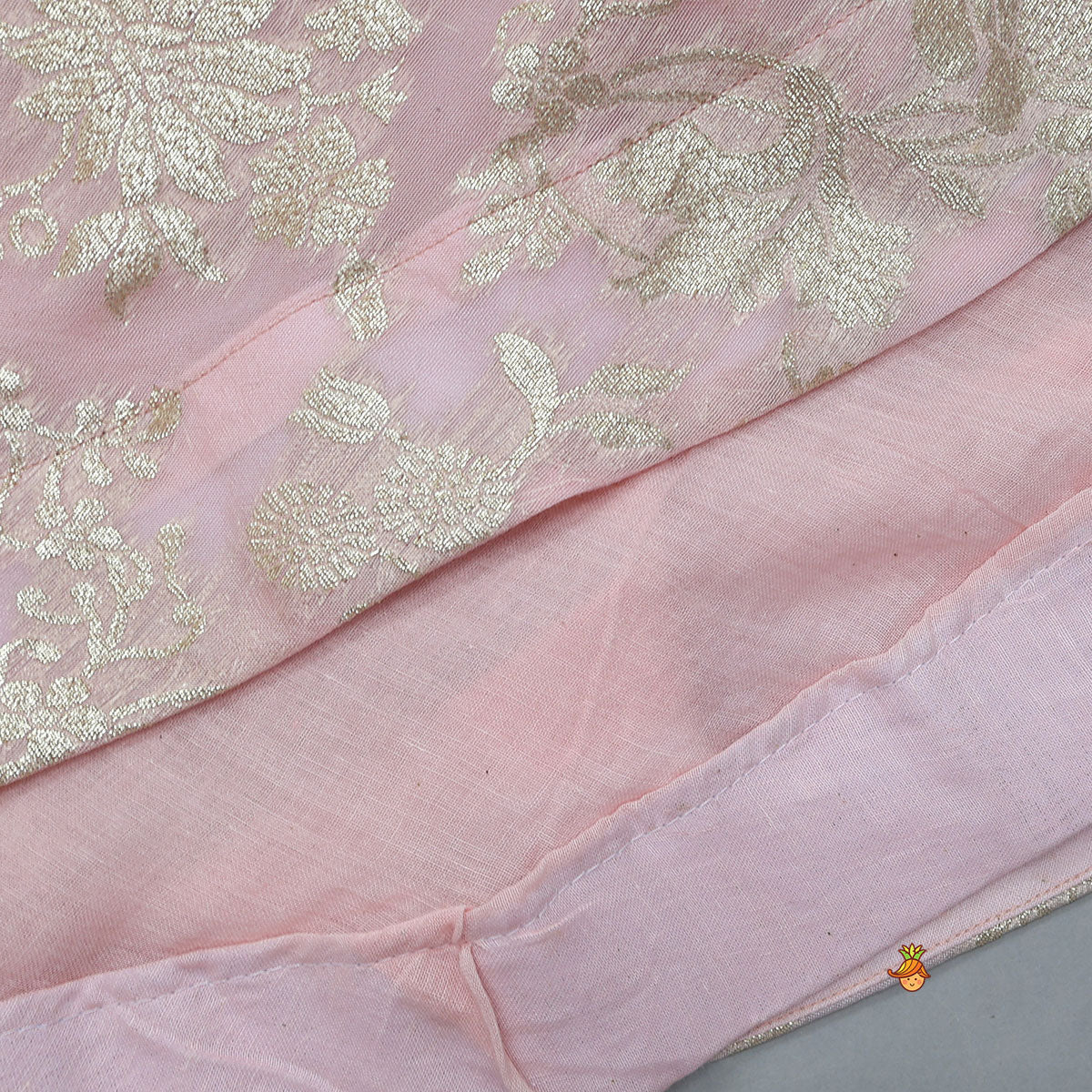 Fabric Flower Embellished Chanderi Crop Top And Lehenga With Net Dupatta