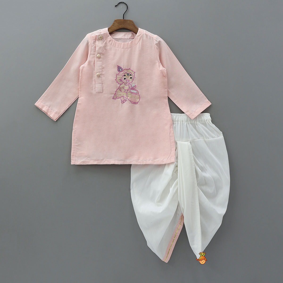Krishna Applique Kurta And Gota Lace Detailed Dhoti