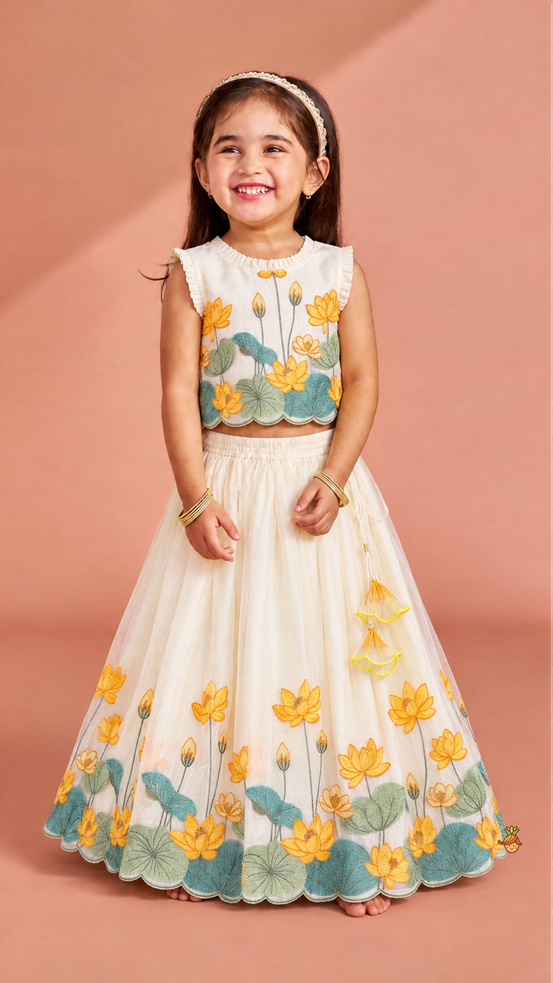 Blooming Floral Embroidered Top And Lehenga