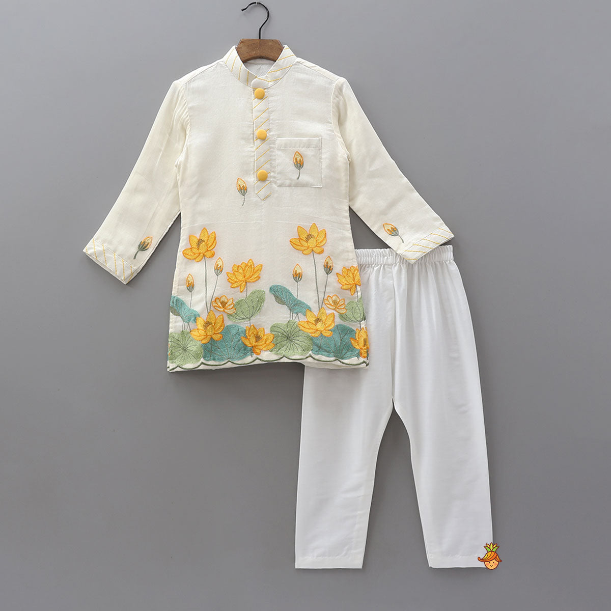 Blooming Floral Embroidered Kurta With Pyjama