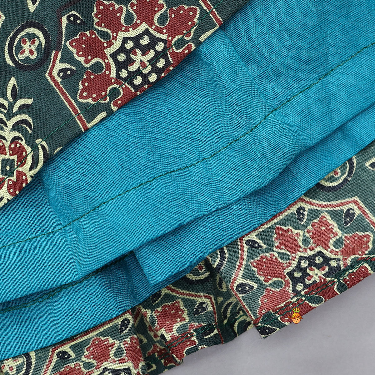 Fringed Yoke Printed Cotton Kurti And Palazzo