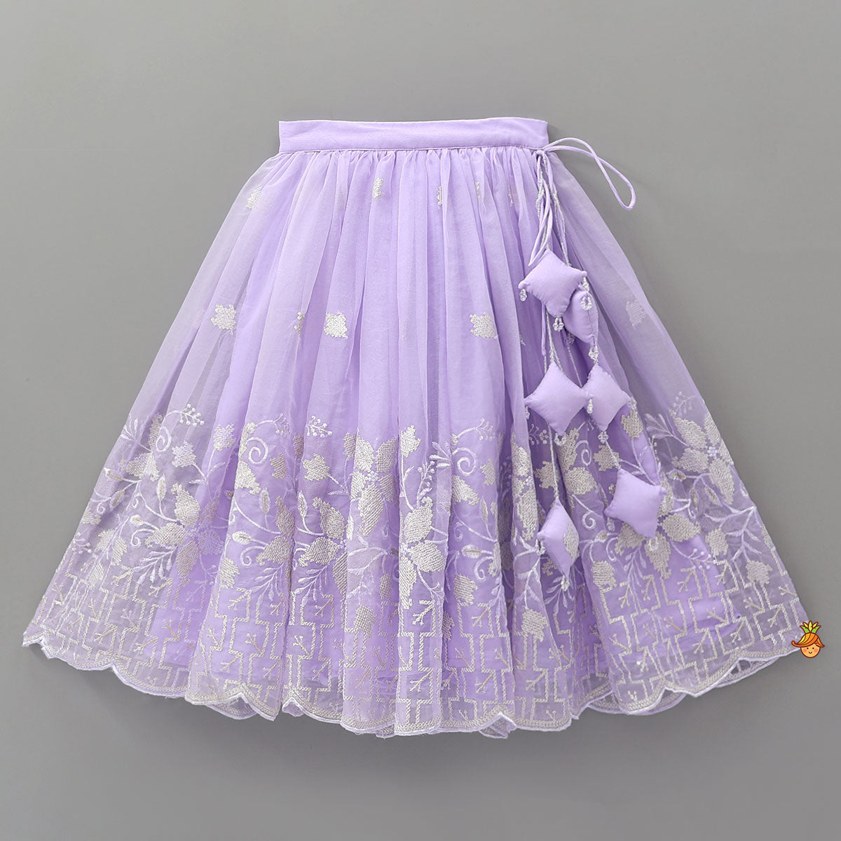 Gorgeous Organza Top And Lehenga With Tassels Detailing