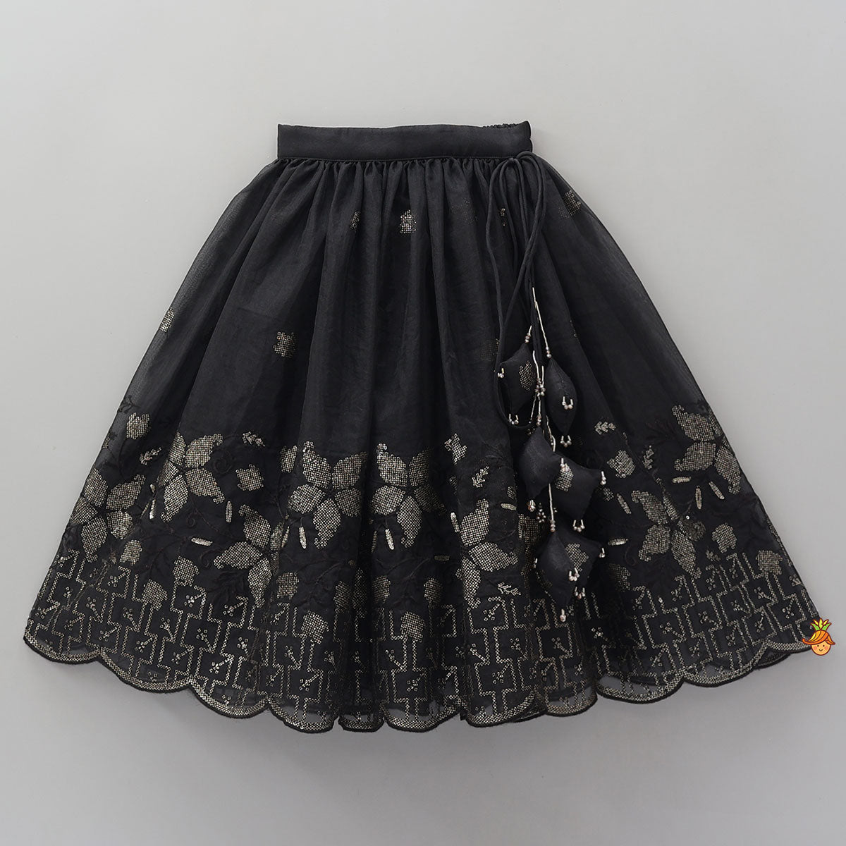 Exquisite Organza Top And Lehenga With Tassel Detailing