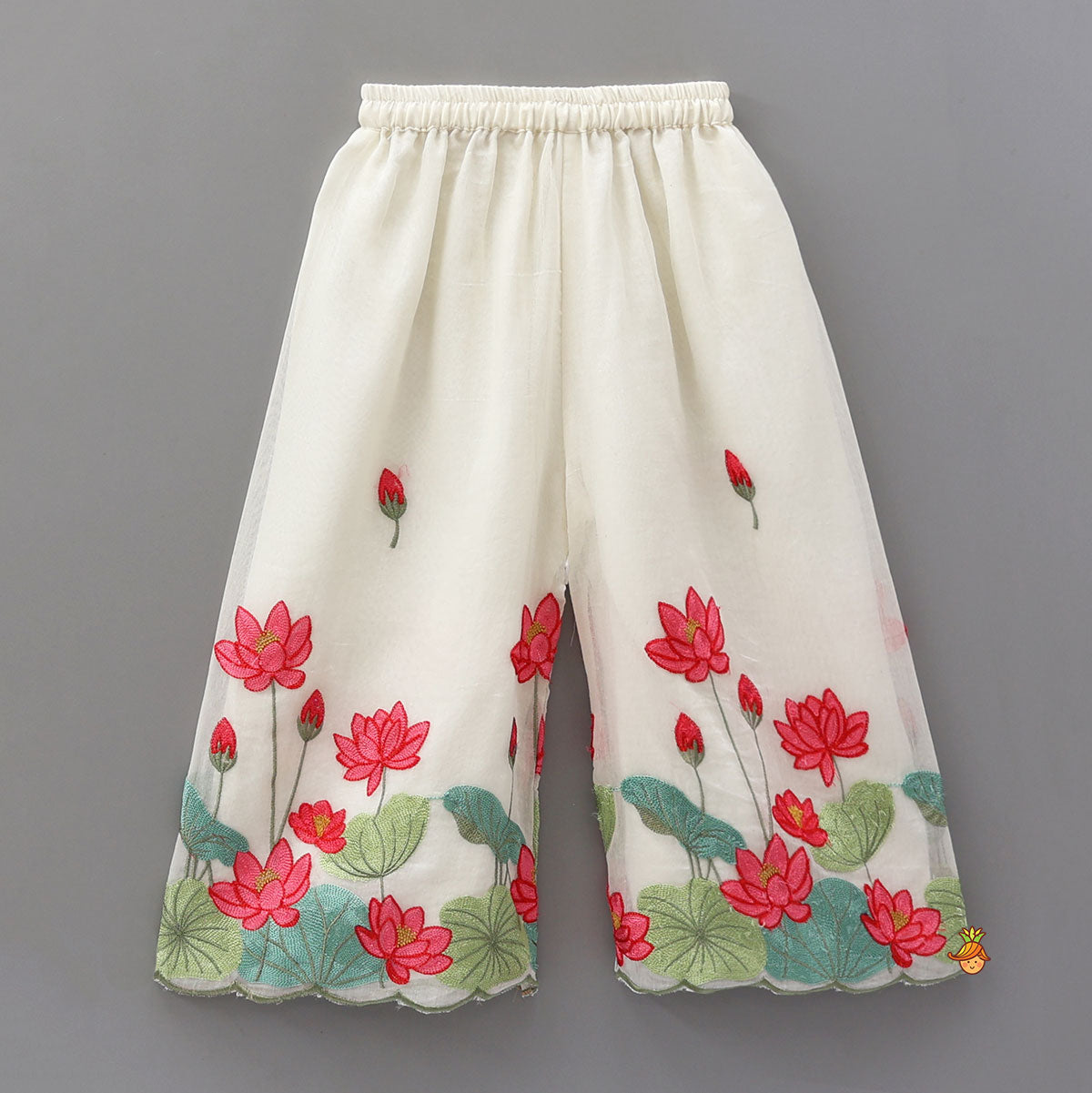 Lotus Embroidered Peplum Top With Palazzo