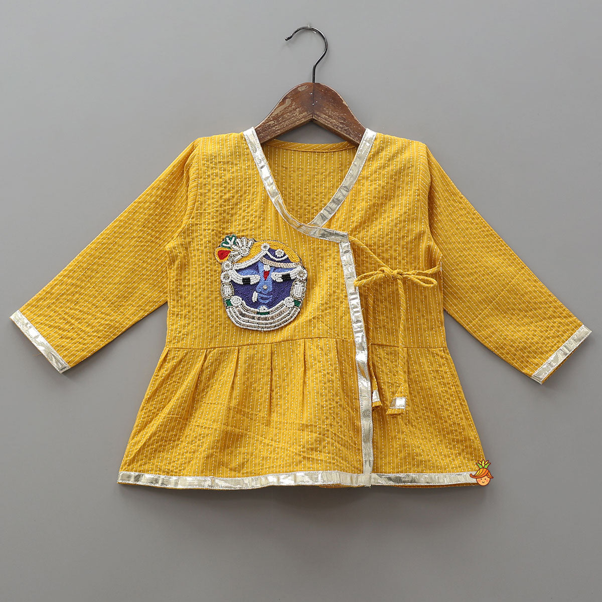 Hand Woven Patch Work Kurta And Dhoti With Matching Head Band